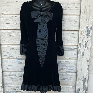 Vintage Montaldos 50s Velvet Satin After 5 Event Fit N Flare Rockabilly Dress H